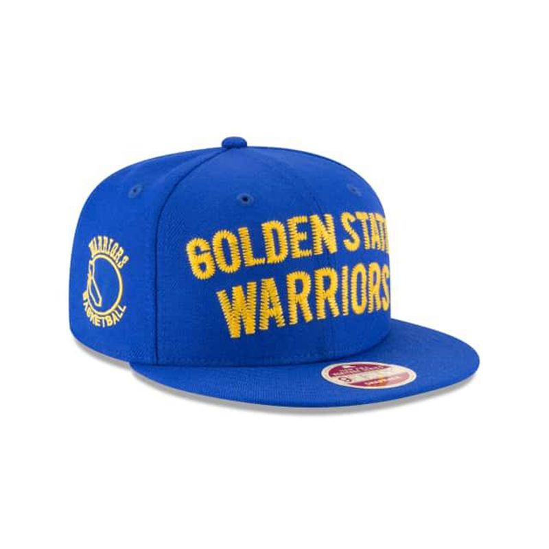 NBA Golden State Warriors Vintage Team Thread 9Fifty Snapback (MNW7146) - Blue New Era Caps